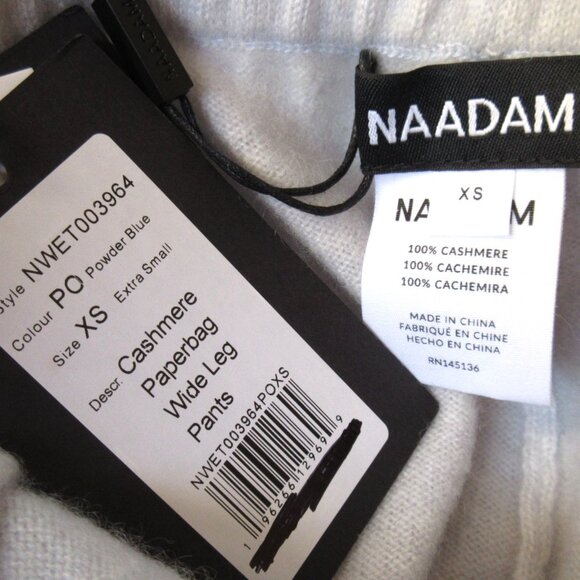 NWT Naadam Cashmere Paperbag Wide Leg in Powder Blue Knit Sweater Pants XS - Picture 4 of 5
